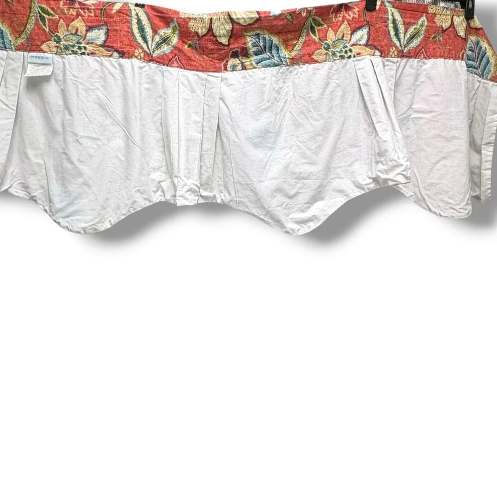 Waverly Brighton Blossom Floral Scalloped Window Valance Red Box Pleat Lined